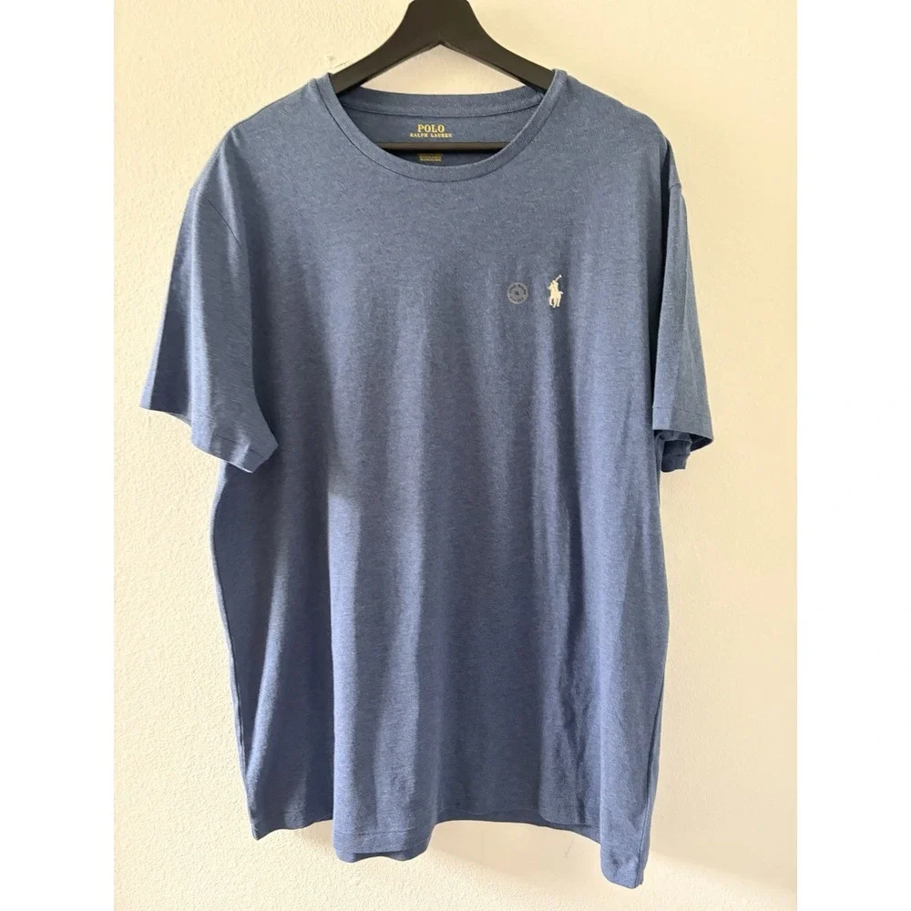 Polo Ralph Lauren T-Shirt Men's XL Heather Blue Crew Neck Short Sleeve Logo